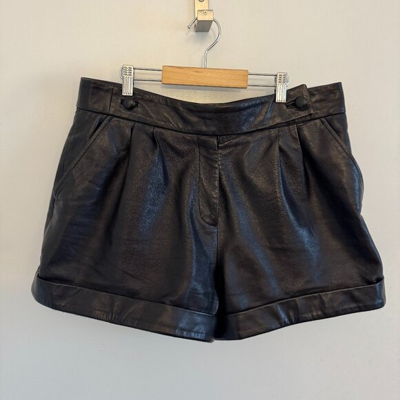 Sezane William shorts Black Leather - Picture 1 of 3